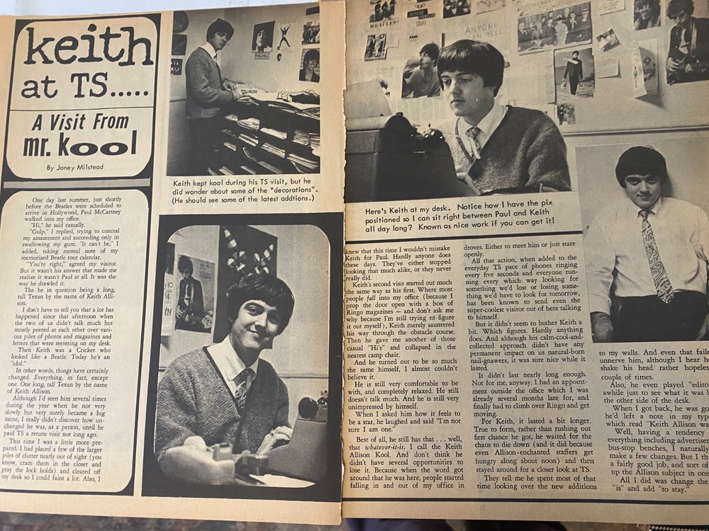 Keith Allison, Paul Revere and the Raiders, Two Page Vintage Clipping