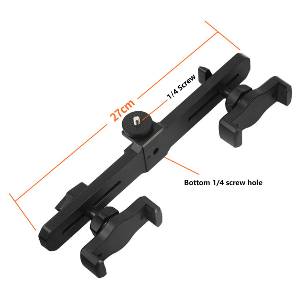 Double Cell Phone Plastic Holder Adjustable Stand Support Tablet Mount Clamp