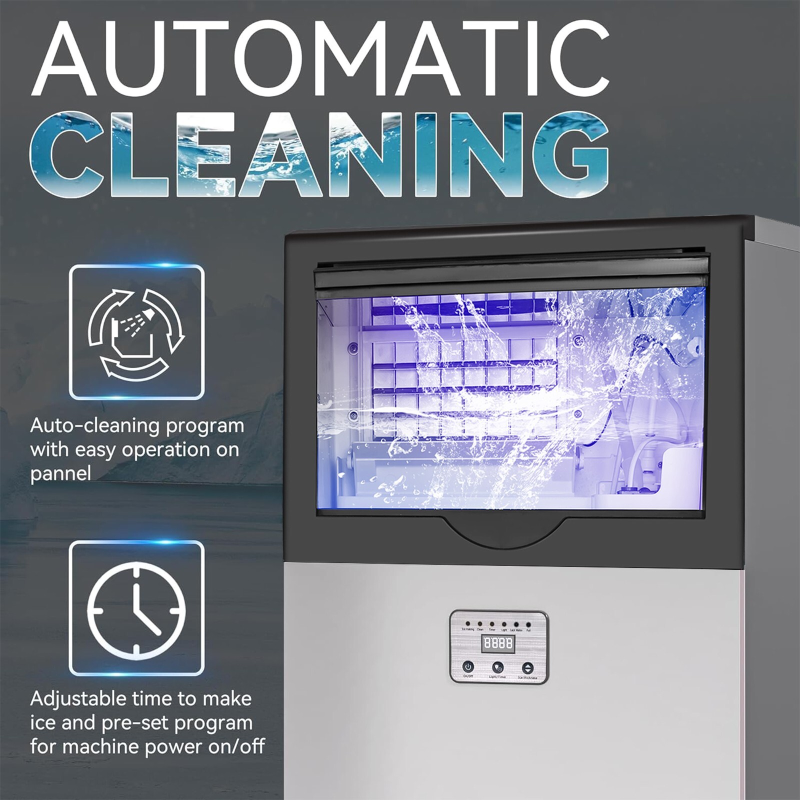 Commercial Ice Maker 100lbs Ice Built-in/Freestand Cube Machine Restaurant New