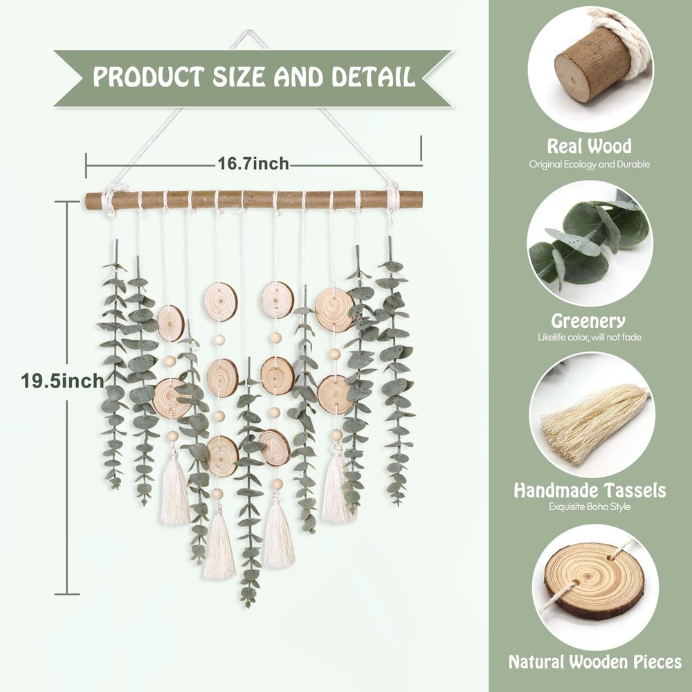 Bathroom Decor Artificial Eucalyptus Greenery Hanging Wall Decor Faux Eucalyp...