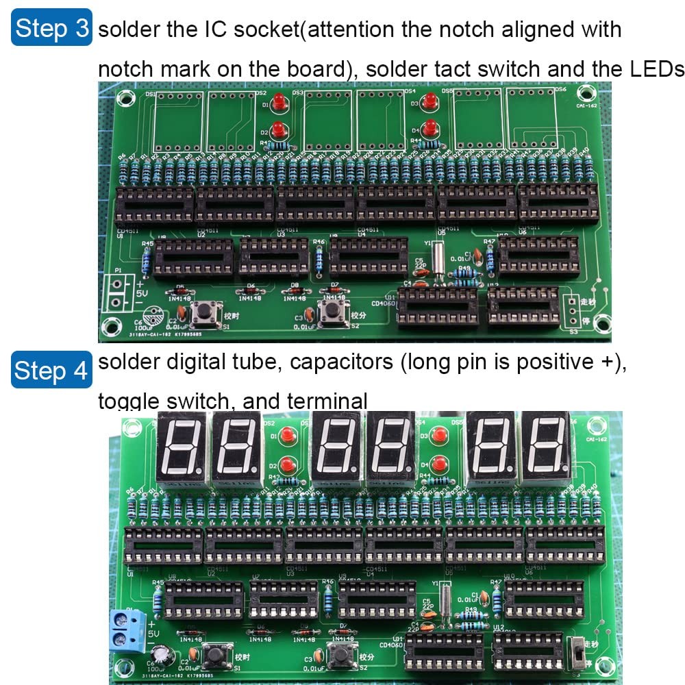DIY Electronic Clock kit 6 bit Digital Circuit Clock Soldering kit Skill Cont...