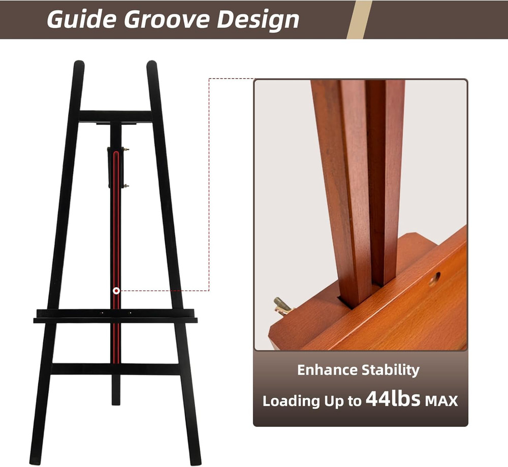 Adjustable Walnut A-Frame Easel for Canvas & Wedding Displays, Solid Wood