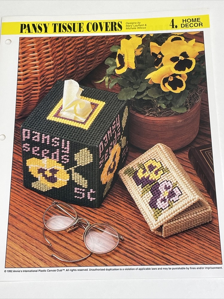 Pansy Tissue Covers Annie's Attic Plastic Canvas Pattern