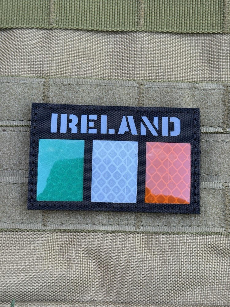 Ireland IR Reflective Tactical Flag Hook Loop Patch Color Black