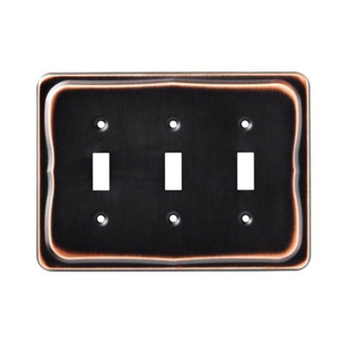 Triple Switch Tenley Wall Plate Bronze with Copper Highlights