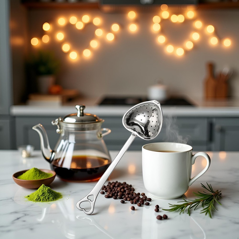 Silver Heart Shaped Tea Strainer with Handle,Tea Strainers Standard,