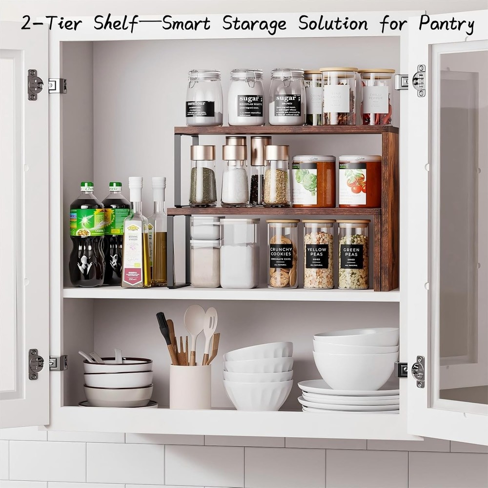 Kitchen Countertop Organizer, Spice Rack Cabinet Organizer Shelf Stackable Count
