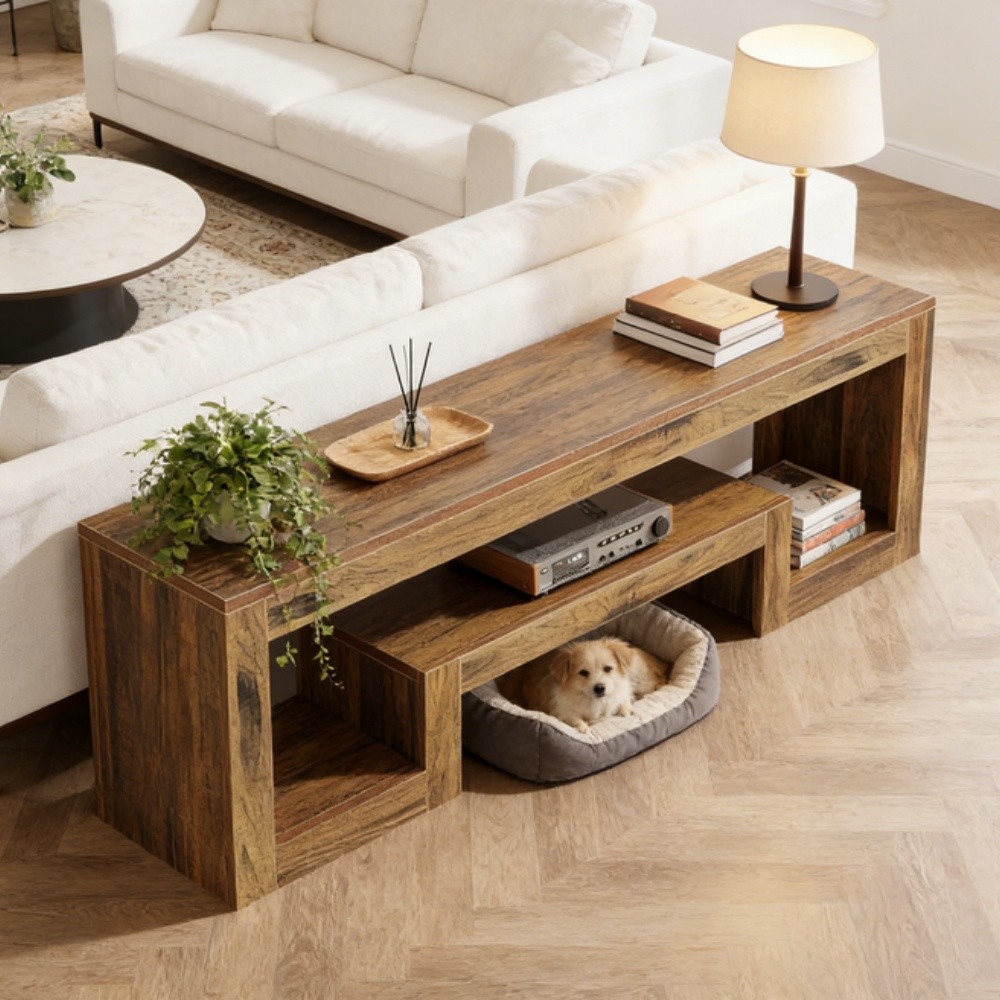 Wood TV Stand TV Cabinet Media Console Entryway Table