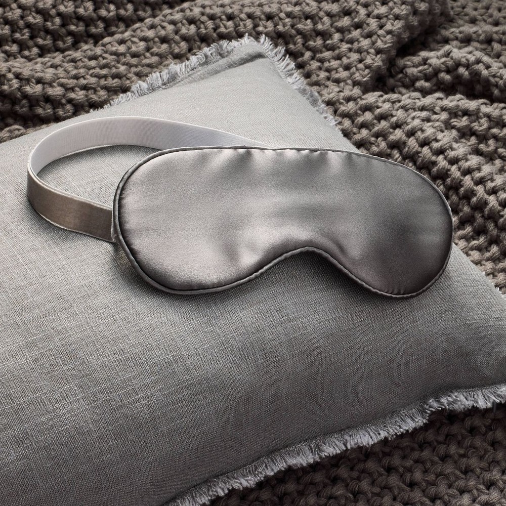Casaluna Solid Silk Eye Mask Dark Gray Adjustable, Hand Washable, Polyester Fill
