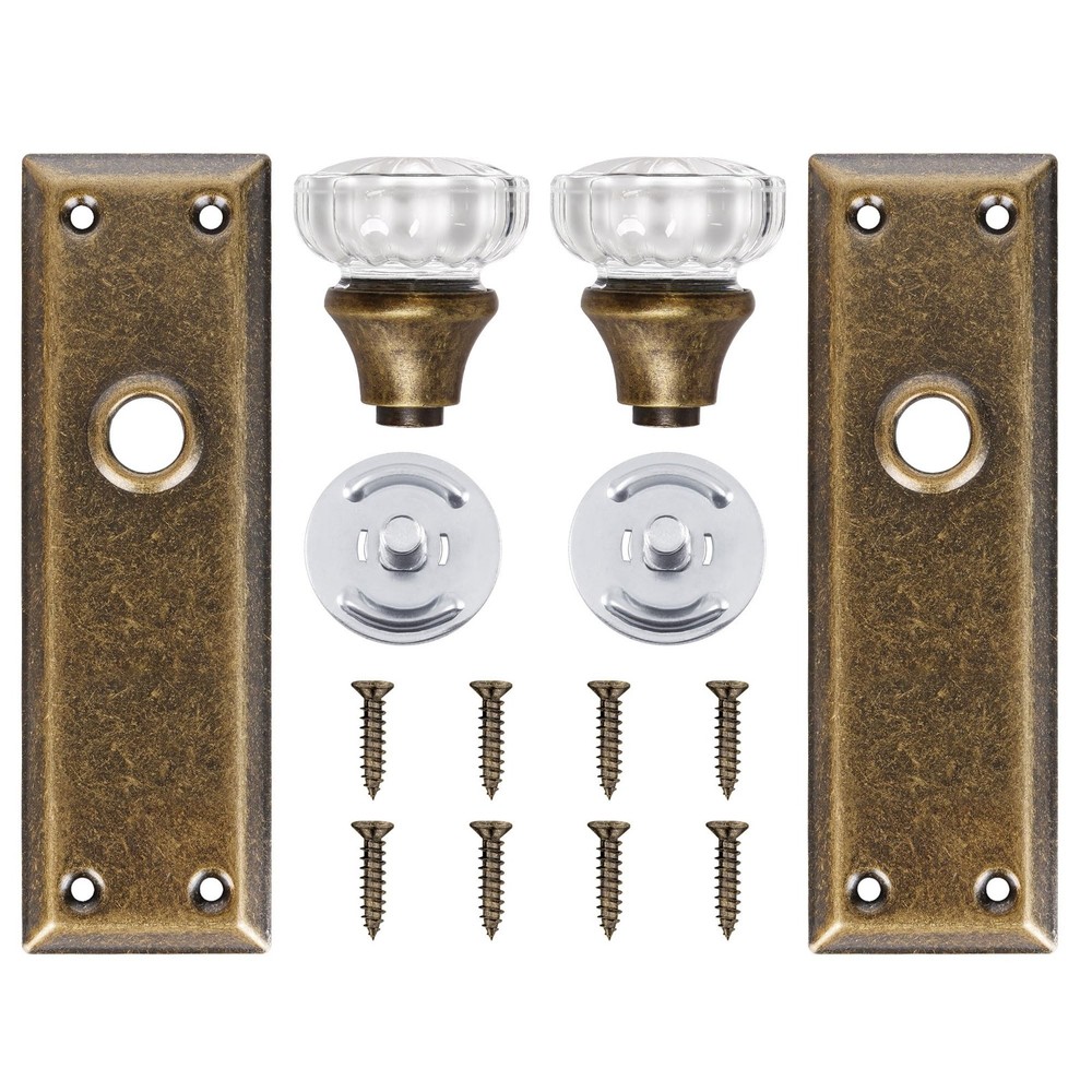 2 Pack Vintage Antique Brass Single Sided Crystal Dummy Door Knobs Interior, ...
