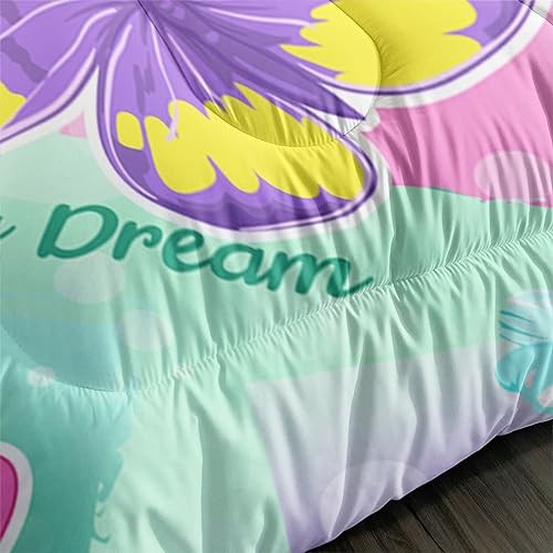 Kids Comforter Set Rainbow Gradient Lightweight Twin Colourful Butterflies