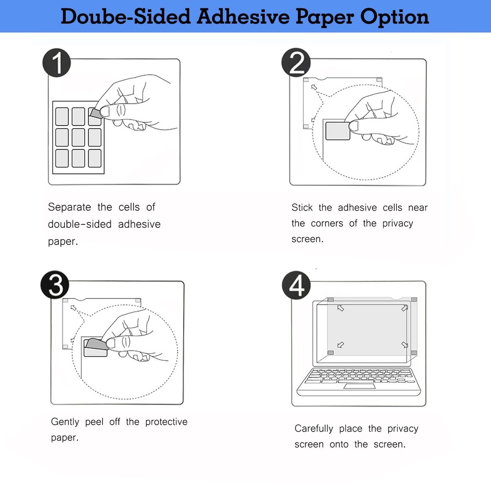 Privacy Screen Filter Adhesive Strips and Slide Mount Tabs, Transparent