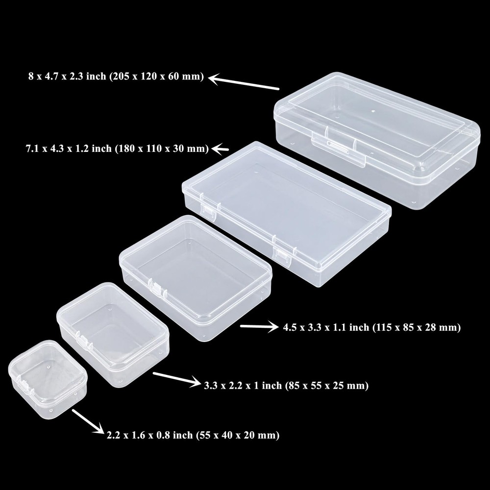 Thintinick 42 Pack Rectangular Mixed Sizes Clear Plastic Storage Containers B...