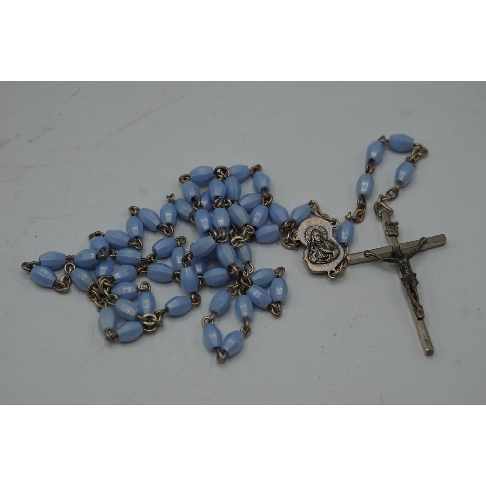 Rosary Beads Blue Plastic 1970's
