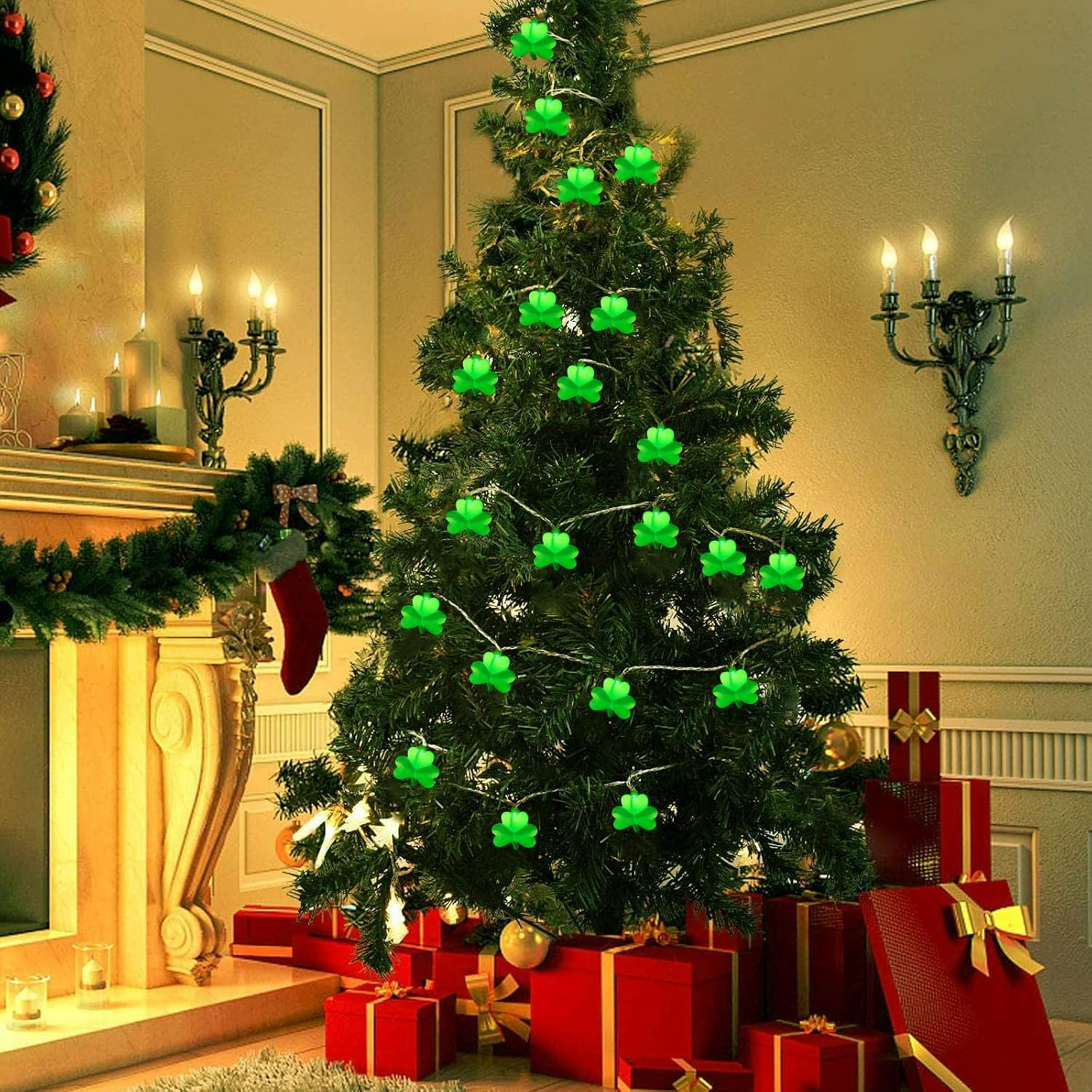 St. Patrick's Day 8.5ft Waterproof Shamrock LED Lights for Outdoor Decor