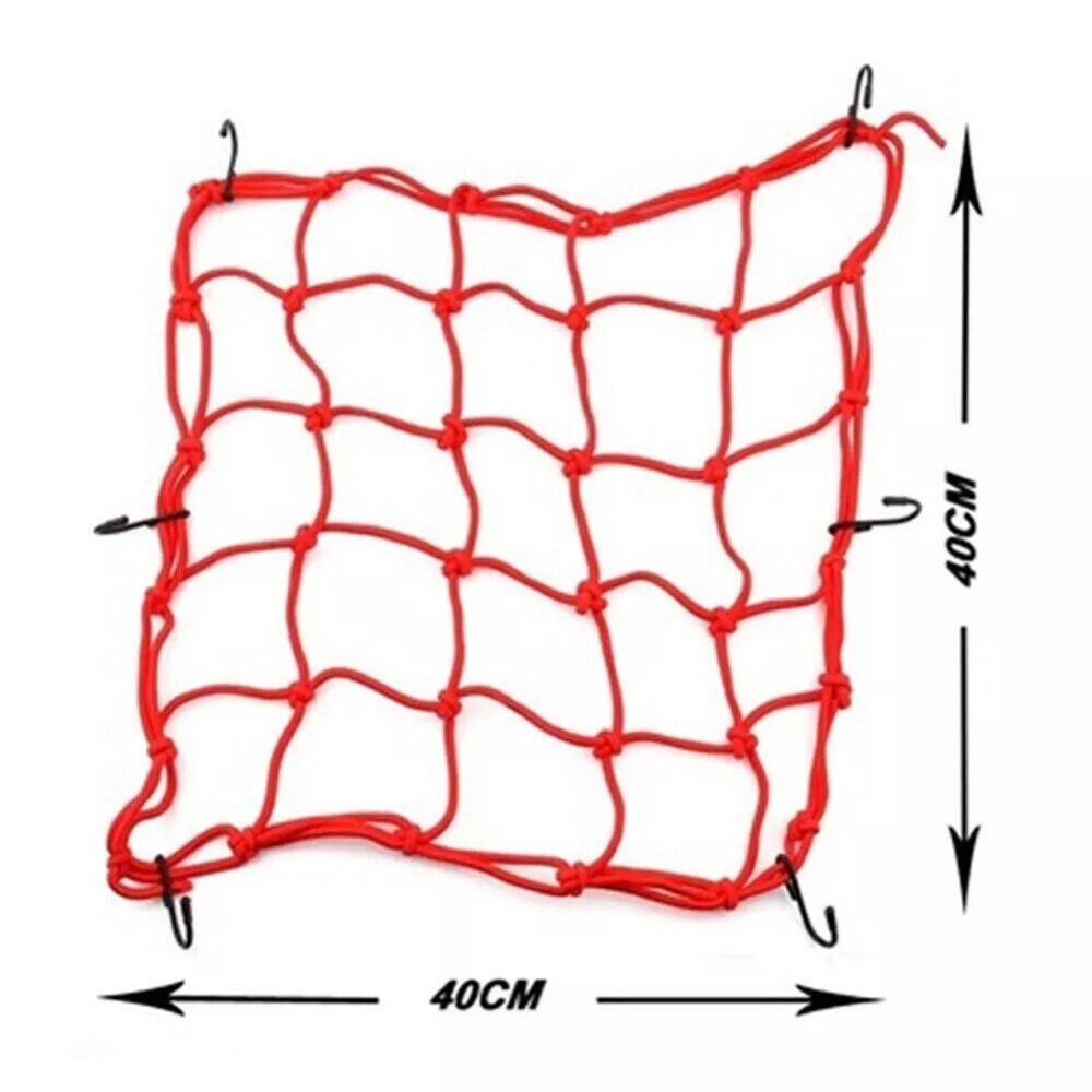 Motorcycle Cargo Bungee Net 15"x15" Small Elastic Rope Mess Strap for Bike ATV