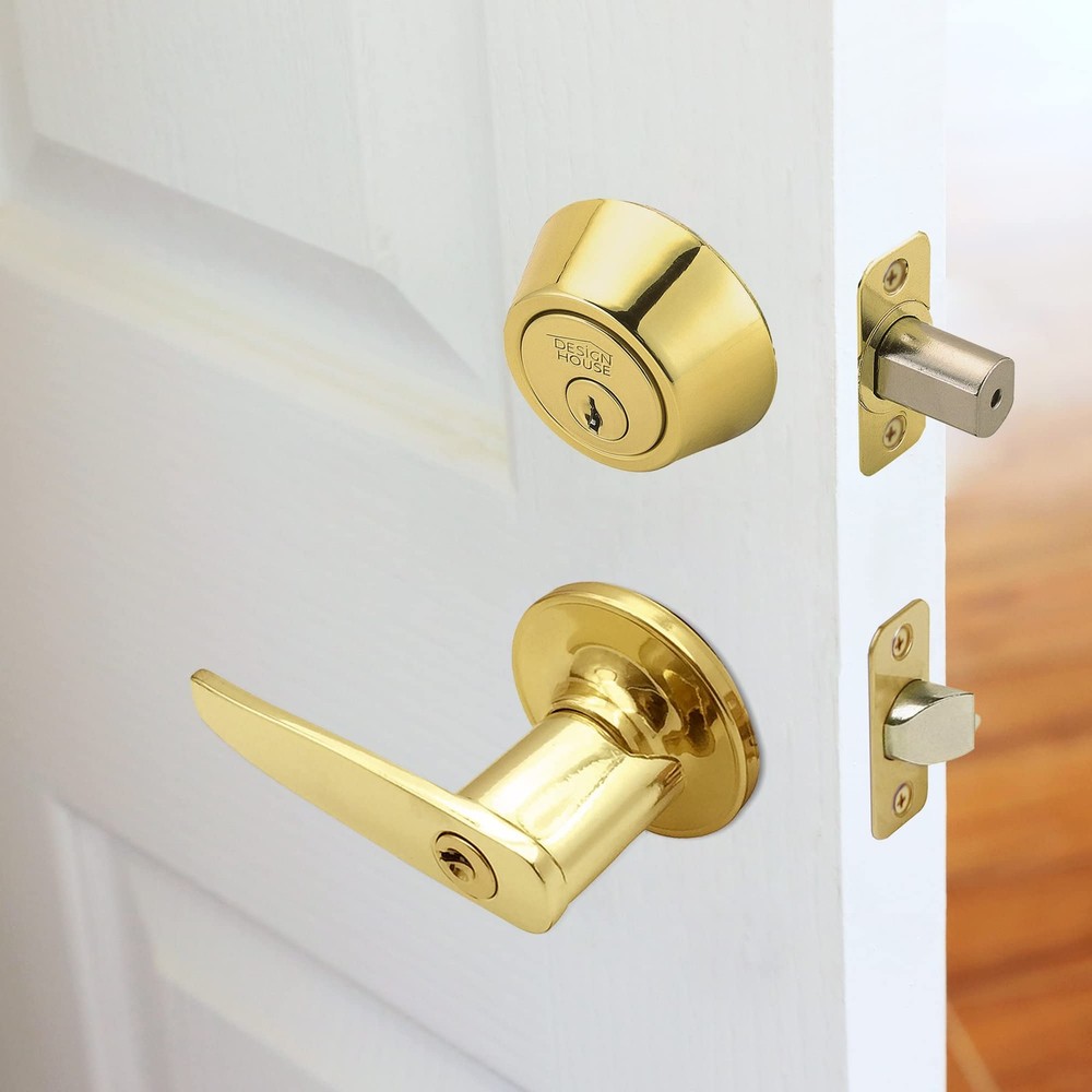 Universal 6-Way Replacement Deadbolt Latch Polished Brass Finish 783217