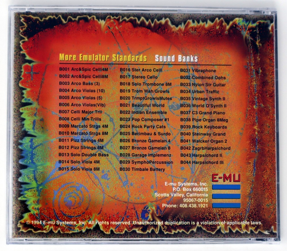E-MU Systems Sound Library Volume 2 More Emulator Standards Sample Library Sampl
