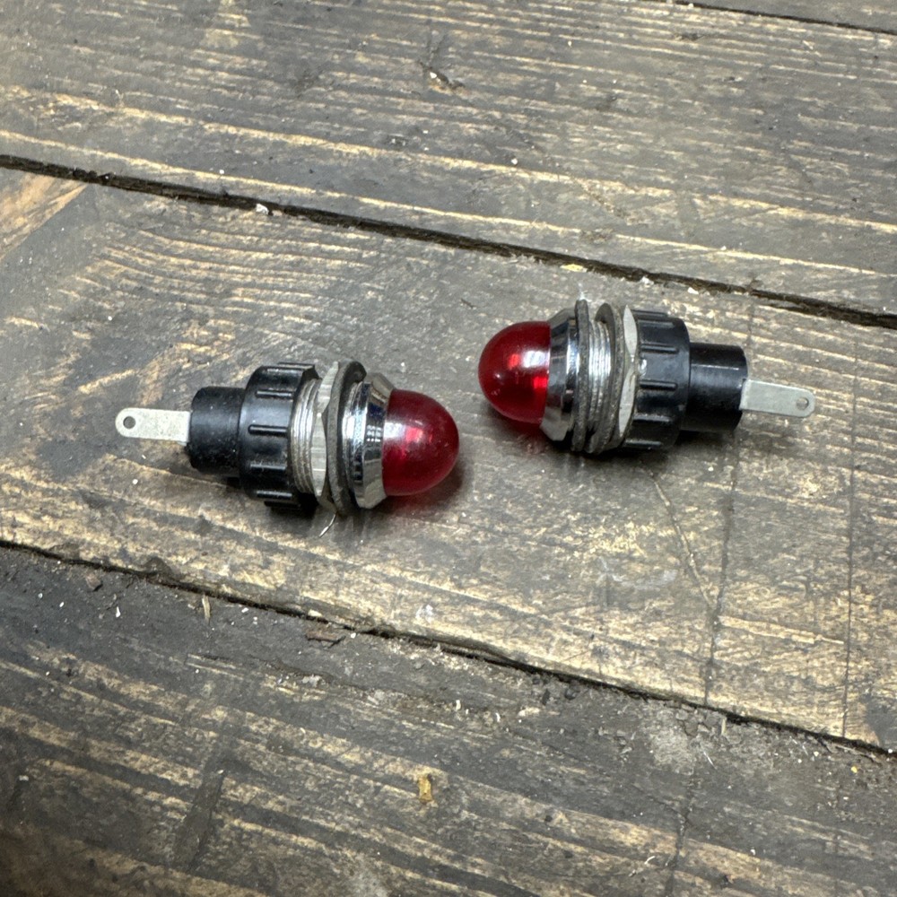 Arcolectric  Panel Indicator Lamp Domed Red Lens Chrome Bezel pair
