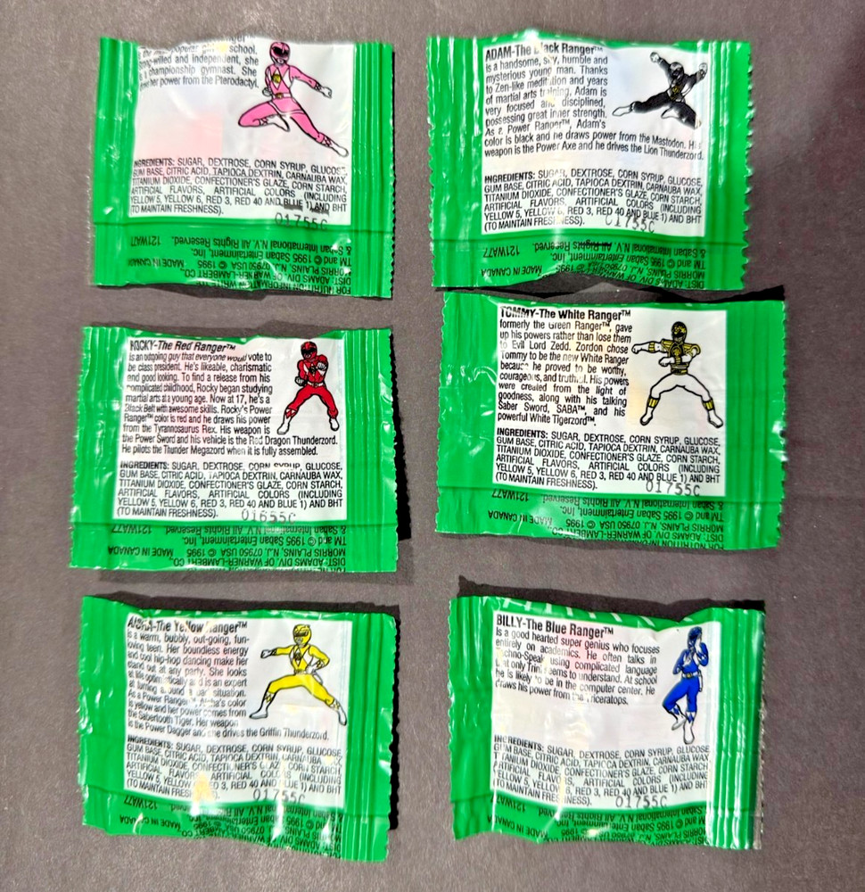 1995 Power Rangers Gum Set.....6 Different Unopened