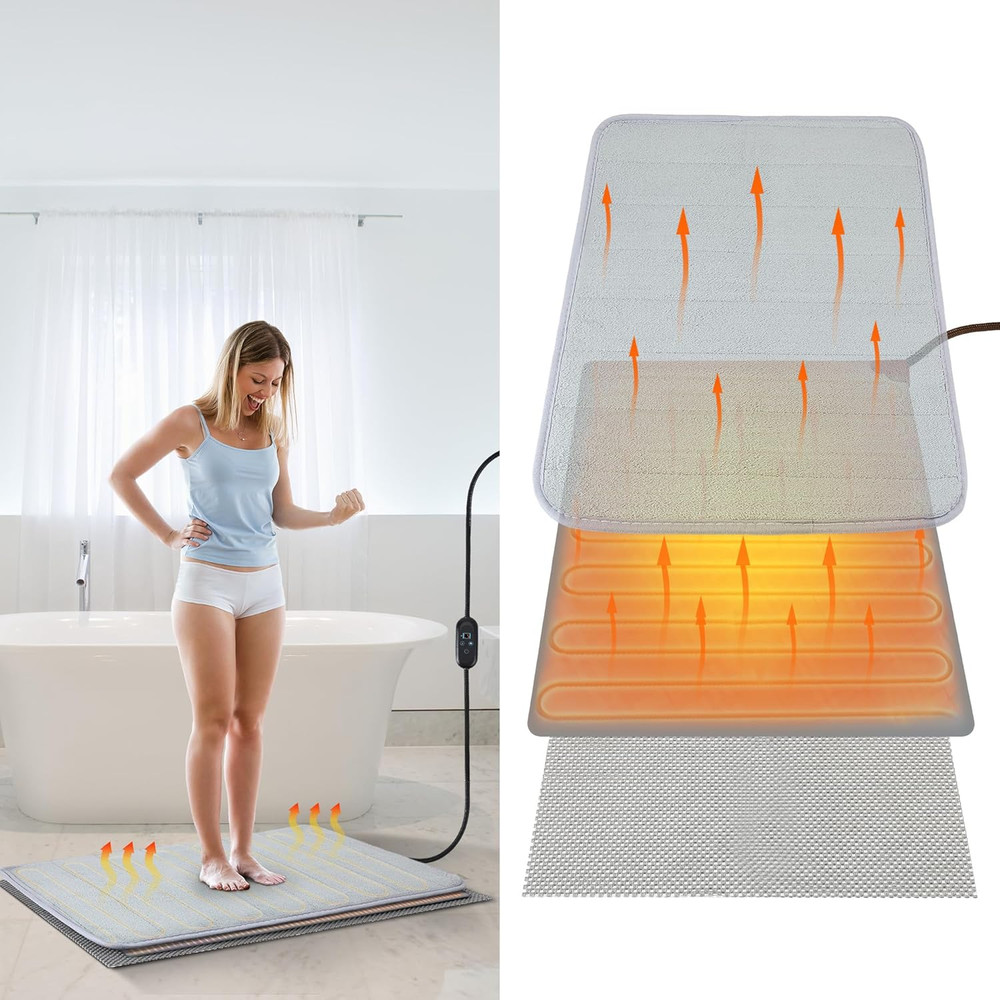 Enhon 3-in-1 Adjustable Temperature Heated Bath Rug w/ Memory Function 22"x15.7