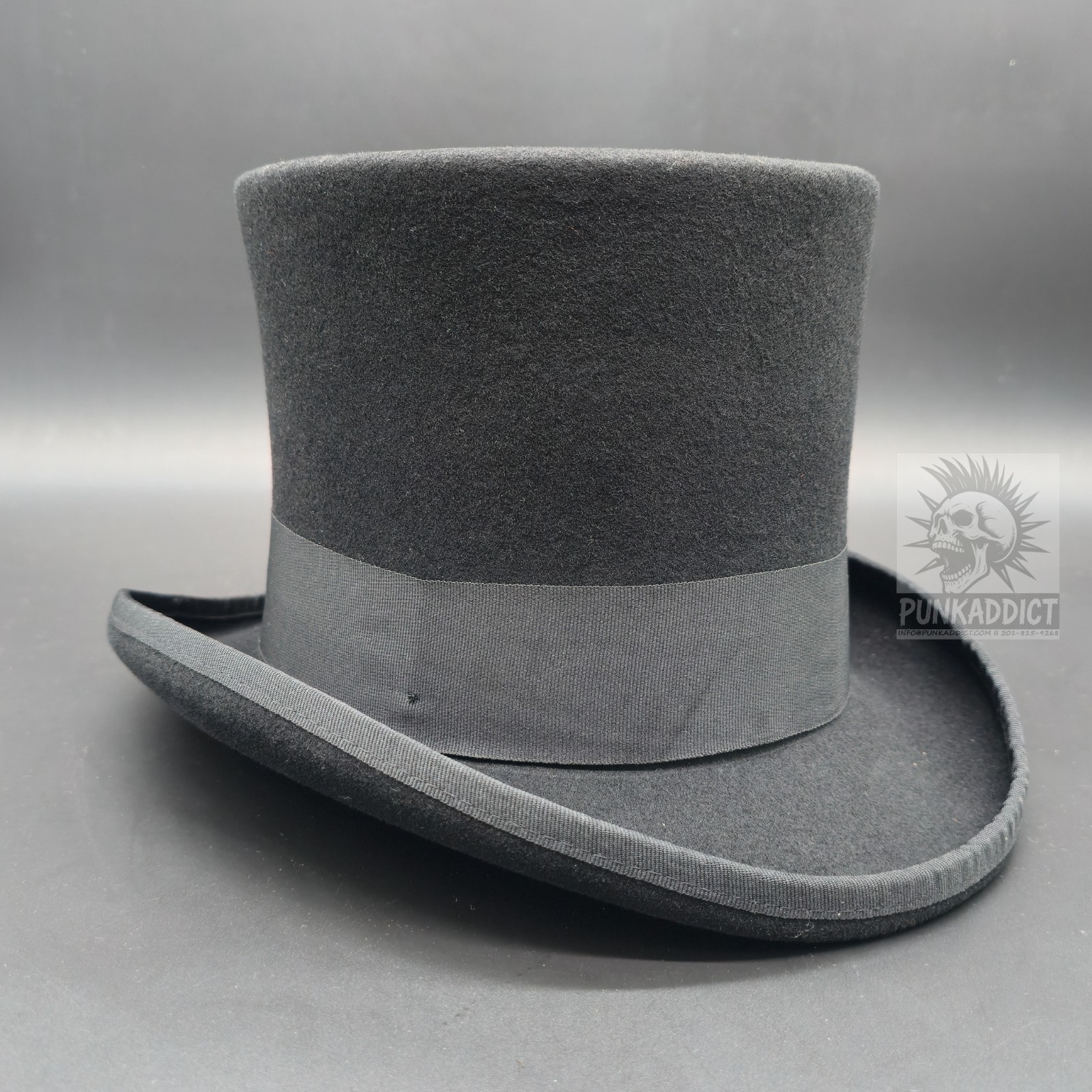 Gray Top Hat Wool Felt Victorian Slash Mad Hatter Steampunk Rock Star