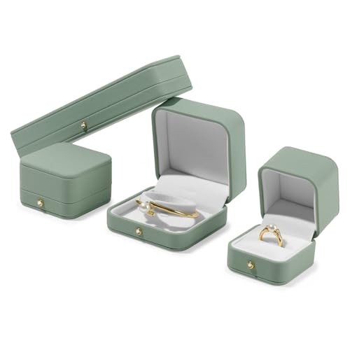 Green Leather Ring Gift Box Jewelry Gift Box Small Ring Case for Ring Box