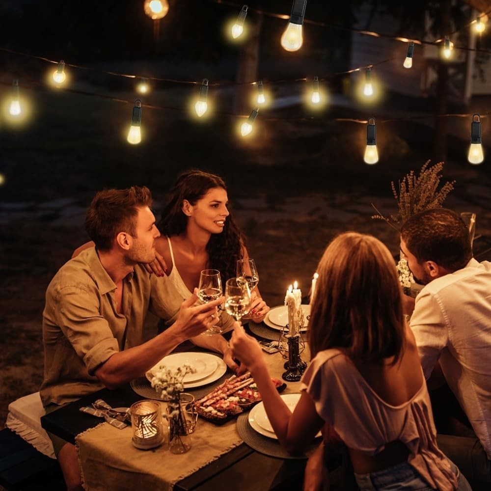 2Pcs Solar Powered Hanging LED Light Bulb Outdoor Waterproof Tent Camping Lights