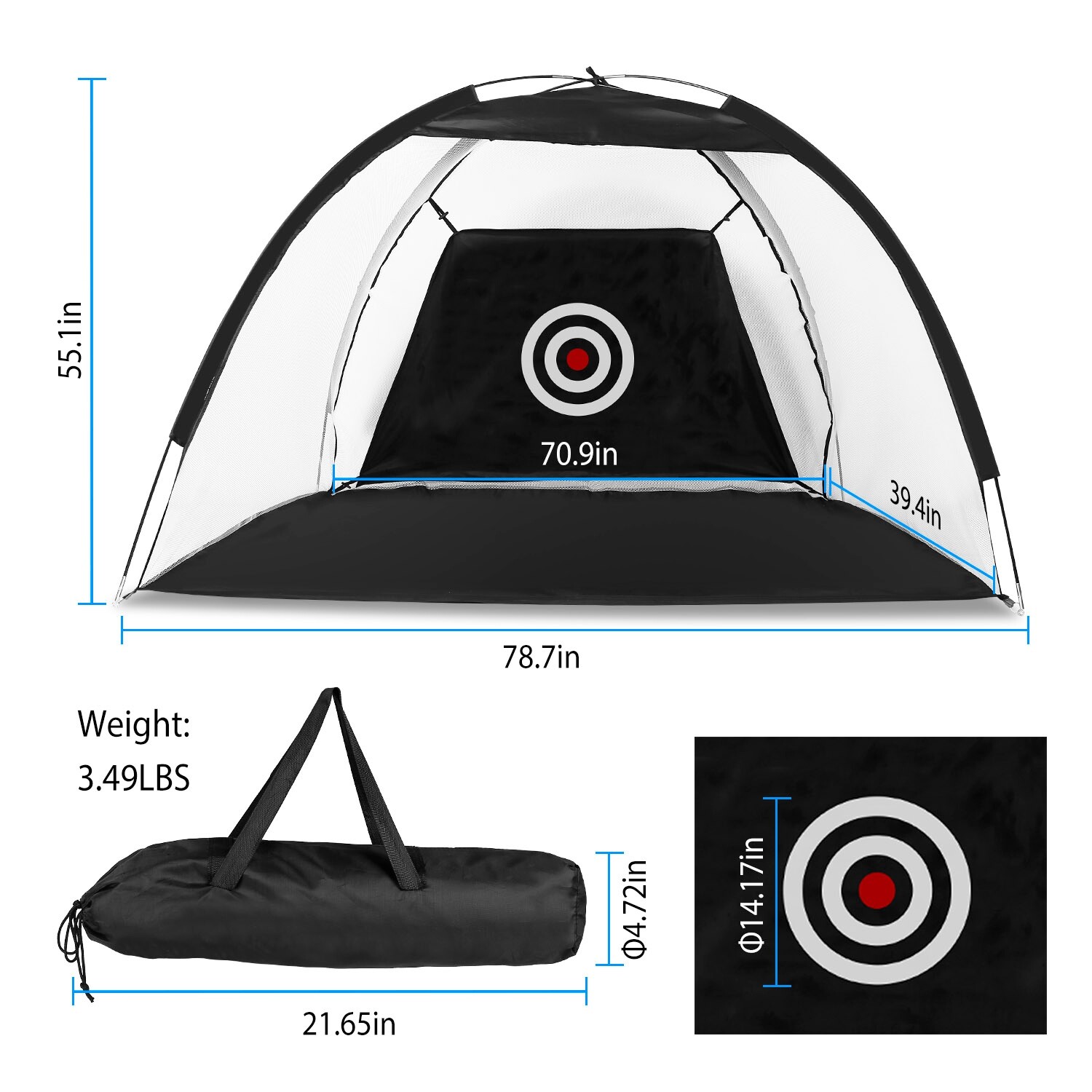 Golf Practice Net Golf Hitting Aid Training Chipping w/ Target Backyard Outdoor