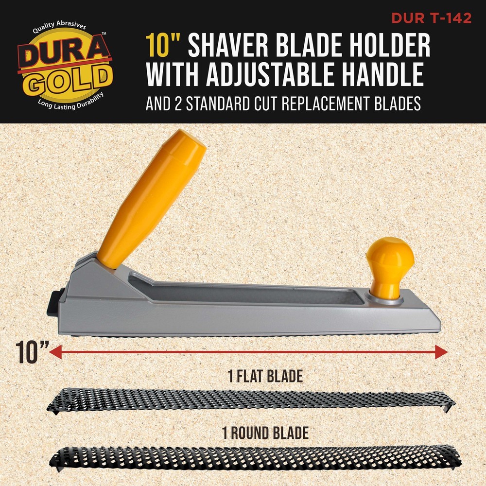 10" Shaver Blade Holder, Adjustable Handle, 1/2 Round & Flat Replacement Blades