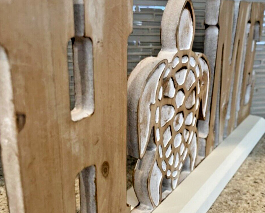 Turtle "Home" Wood Tabletop Sign 16" x 8"