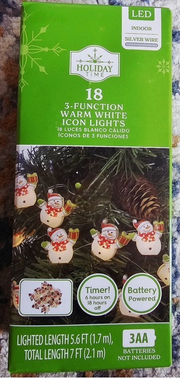 Holiday Time 3-Function 18 LED  Warm White Icon Lights Silver Wire
