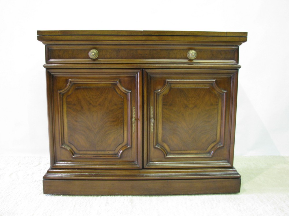 Vtg. Karges Louis XVI Server Dramatic Patterned Walnut & Flip Top; Smaller Sized