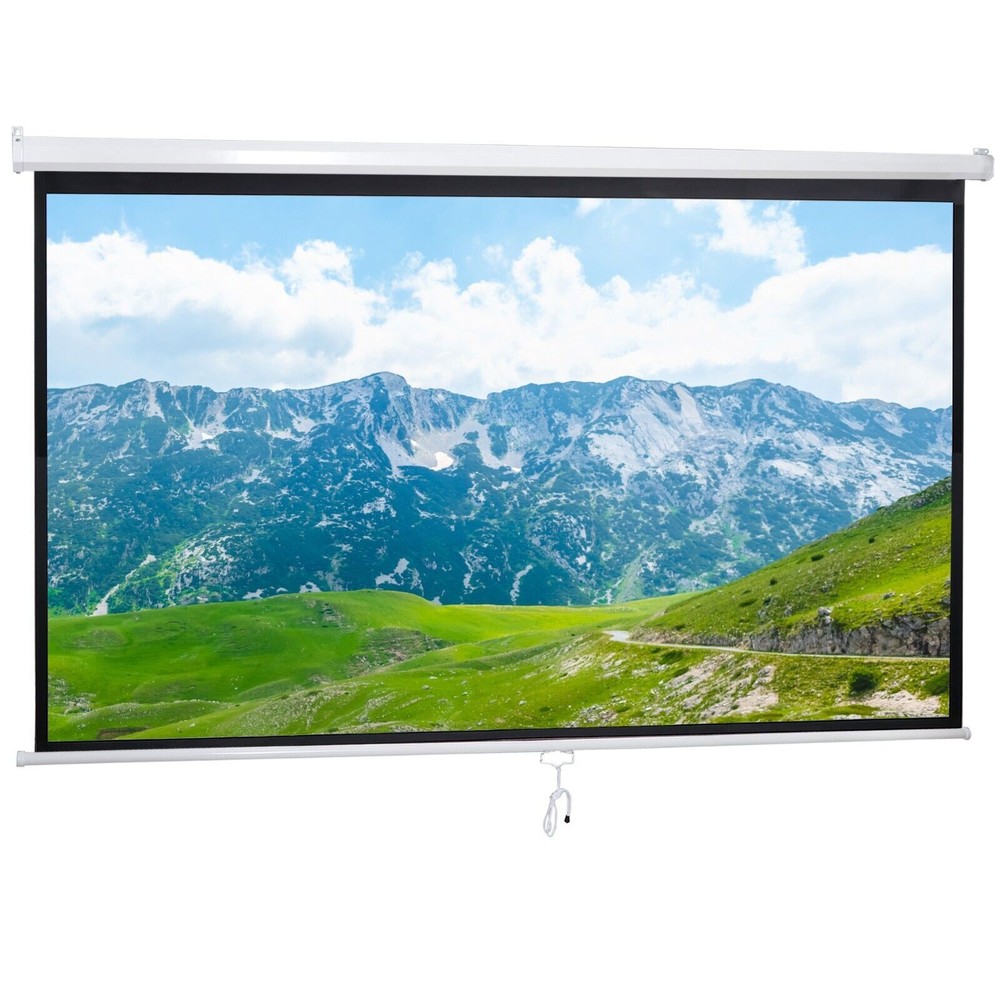 100" Diagonal 16:9 Projection Projector Screen HD Manual Pull Down Home Theater