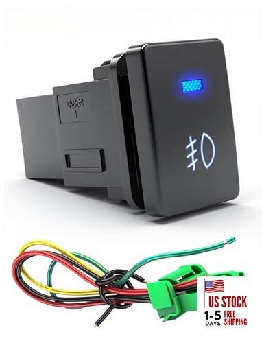 12V Blue LED Push Button Switch Blue LED Multi-Purpose Fog lamp Switch