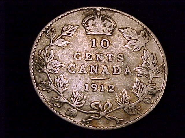 1912 Canada 10 Cent, Very Good grade
