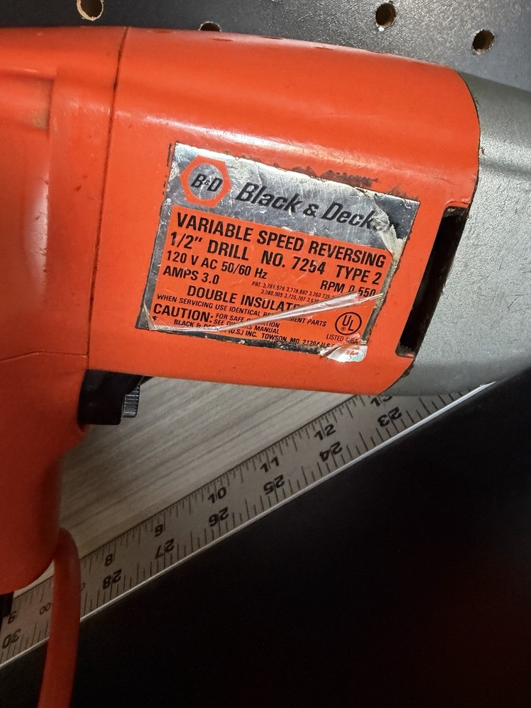 Black & Decker 1/2” Corded Drill 7254 Variable Speed Reversing Tested Workin