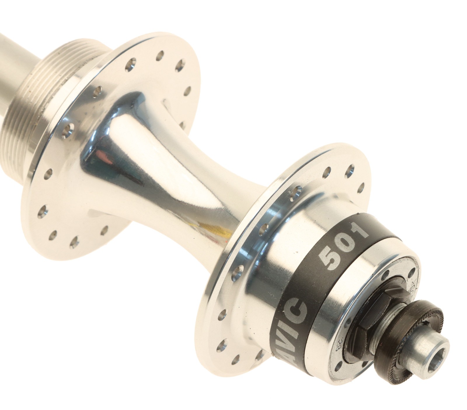 Mavic 501 Hubset Pair 28h English Freewheel Quick Release 130mm Silver NOS NIB