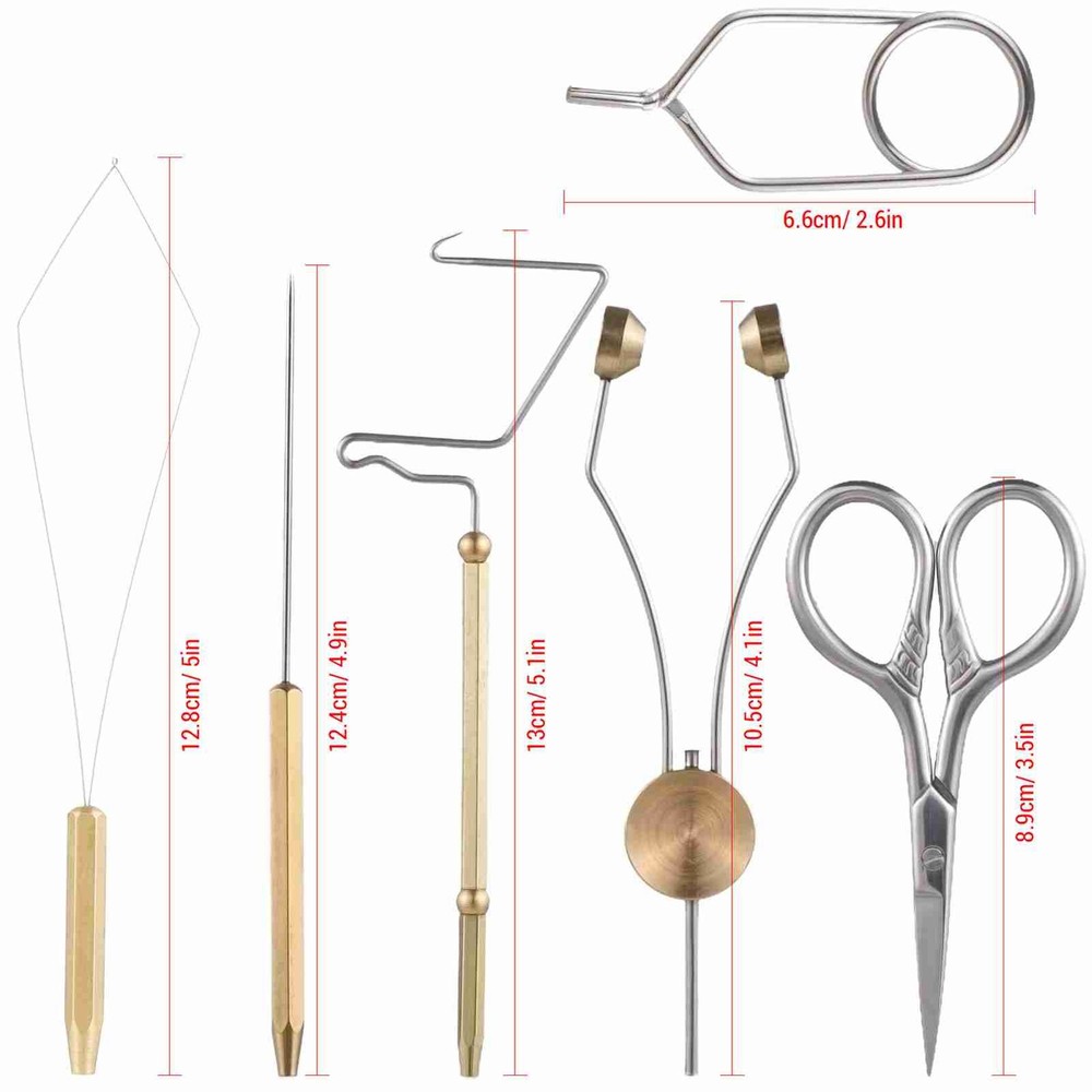 Fly Tying Tools Combo Kit Whip Finisher Bobbin Holder Bodkin Bobbin ABEX