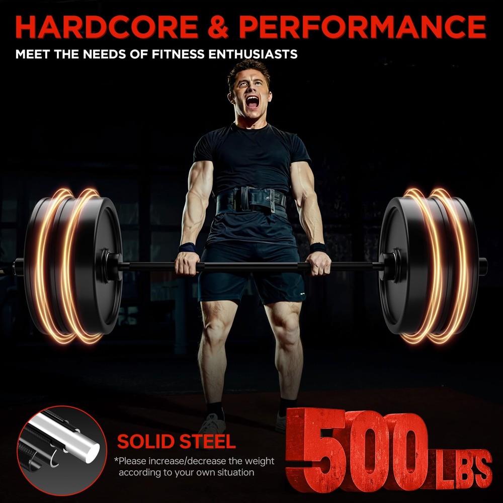 Olympic Barbell Bar, 57" Barbell Bar with 2 Spring Collars, Strength Training...