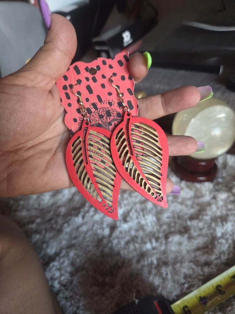 Handmade hand painted leaf earrings