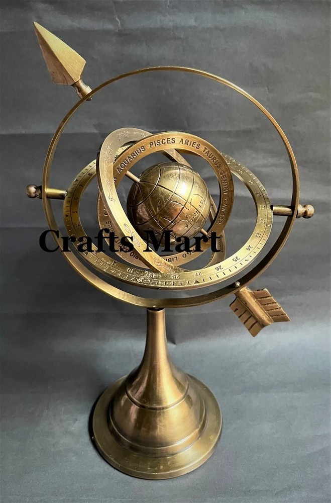 Brass Armillary Sphere: Nautical Astrolabe Globe Table Decor