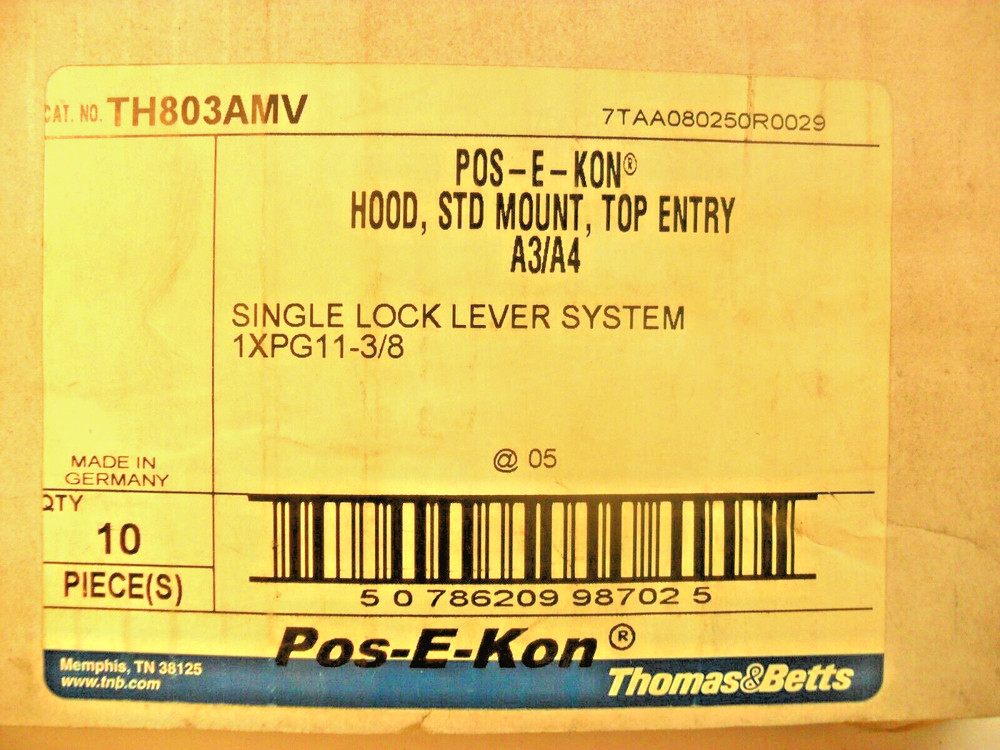 Thomas & Betts TH803AMV Pos-E-Kon Single Post Hood  NEW