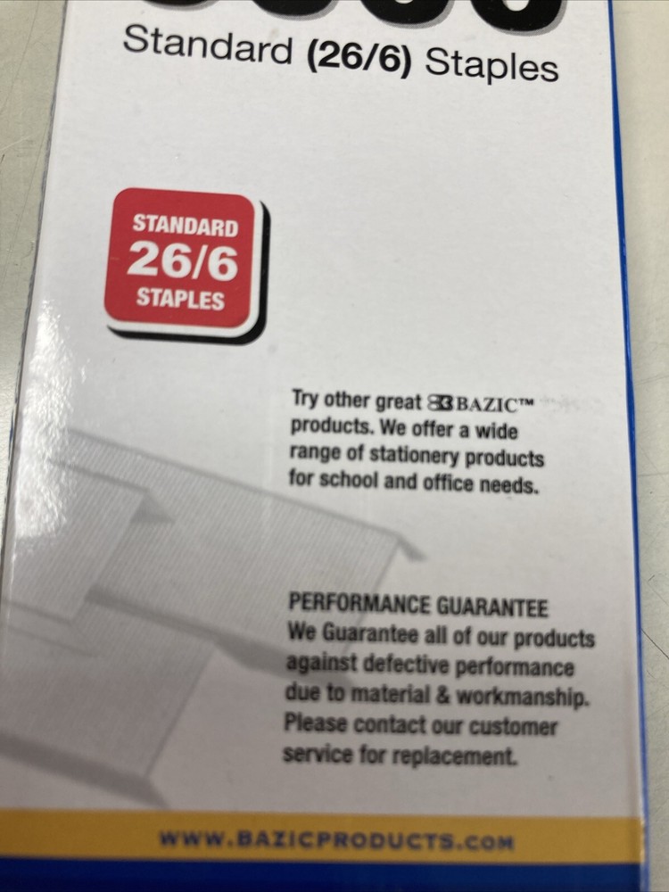 BAZIC Staples Standard (26/6) 5000/Pack, Stapler Refill Standard Size Staple, Si