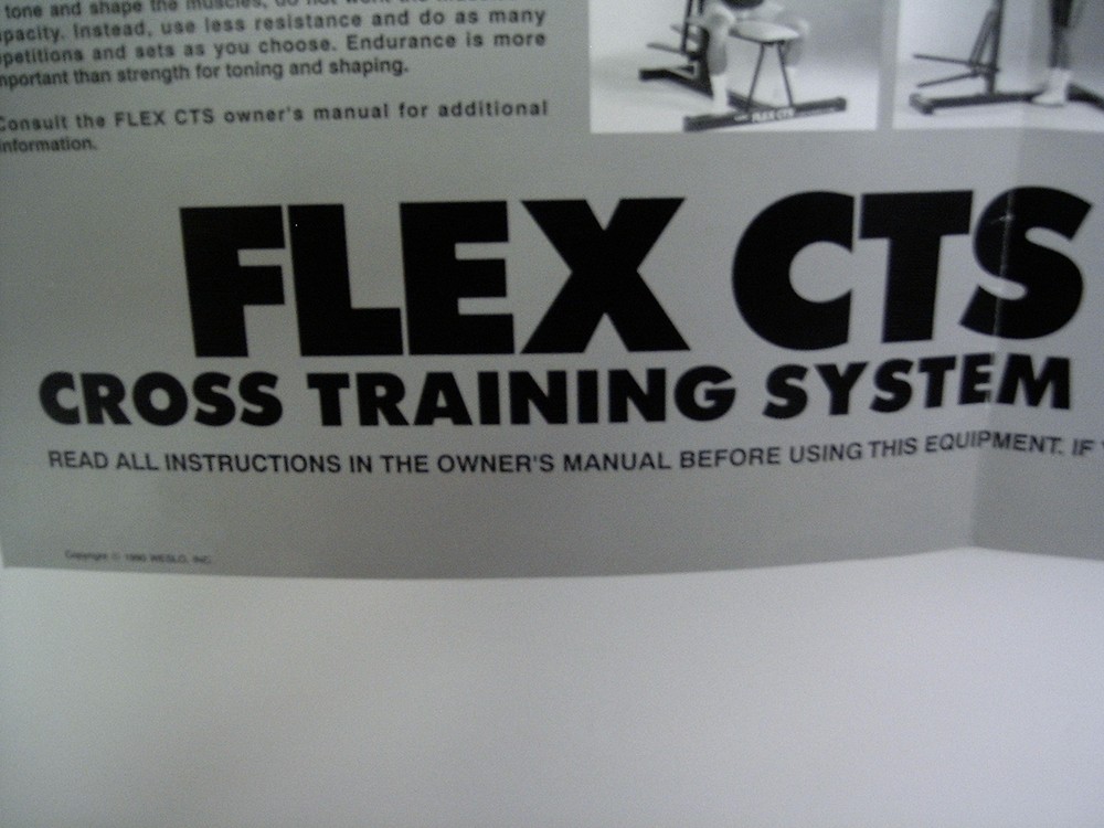 WESLO FLEX CTS CROSS TRAINING SYSTEM WORKOUT POSTER