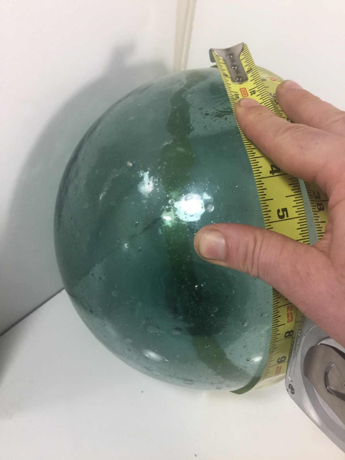 Antique Japanese Glass Extra Large 33" Circumference Fishing Float Blue Green