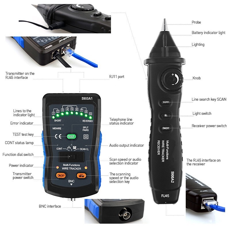Network Line Finder Tester Detection Cable Tester Phone Cable Track ReaderDevice