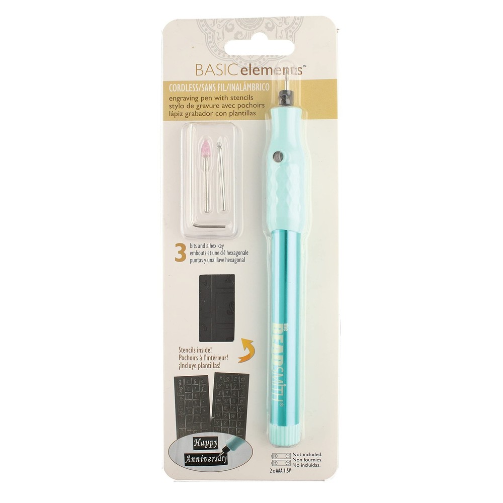 Basic Elements Engraver – 3 Tips, Allen Key and Stencils – Battery Operated –...