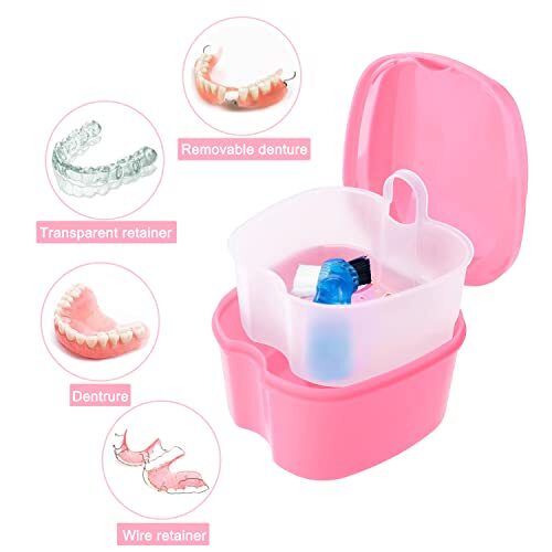 Denture Brush Retainer Case, Denture Case,Denture Cups Bath,Dentures Container