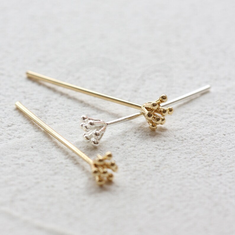 Solid Brass Head Pin - Flower Head 30mm (4758C)